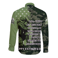 Veteran Father's Day My Hero Long Sleeve Button Shirt Veteran Dad - Wonder Print Shop