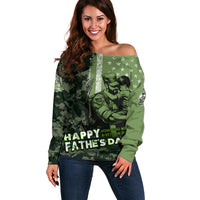 Veteran Father's Day My Hero Off Shoulder Sweater Veteran Dad - Wonder Print Shop