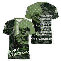 Veteran Father's Day My Hero Women V-Neck T-Shirt Veteran Dad - Wonder Print Shop
