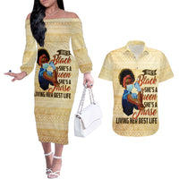 Afro Nurses Couples Matching Off The Shoulder Long Sleeve Dress and Hawaiian Shirt Black Queen African - Wonder Print Shop