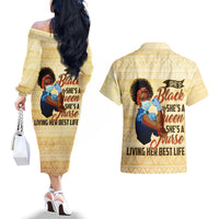 Afro Nurses Couples Matching Off The Shoulder Long Sleeve Dress and Hawaiian Shirt Black Queen African - Wonder Print Shop