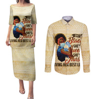 Afro Nurses Couples Matching Puletasi and Long Sleeve Button Shirt Black Queen African - Wonder Print Shop