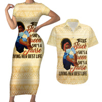 Afro Nurses Couples Matching Short Sleeve Bodycon Dress and Hawaiian Shirt Black Queen African - Wonder Print Shop