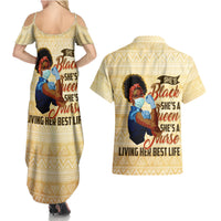 Afro Nurses Couples Matching Summer Maxi Dress and Hawaiian Shirt Black Queen African - Wonder Print Shop