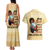 Afro Nurses Couples Matching Tank Maxi Dress and Hawaiian Shirt Black Queen African - Wonder Print Shop
