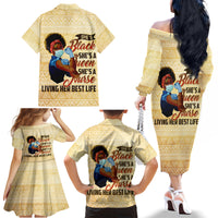 Afro Nurses Family Matching Off Shoulder Long Sleeve Dress and Hawaiian Shirt Black Queen African - Wonder Print Shop