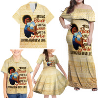 Afro Nurses Family Matching Off Shoulder Maxi Dress and Hawaiian Shirt Black Queen African - Wonder Print Shop