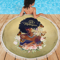 Personalized I Am God's Masterpiece Beach Blanket African Women - Wonder Print Shop