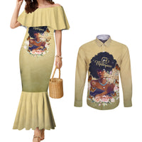 Personalized I Am God's Masterpiece Couples Matching Mermaid Dress and Long Sleeve Button Shirt African Women DT02