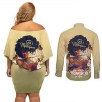 Personalized I Am God's Masterpiece Couples Matching Off Shoulder Short Dress and Long Sleeve Button Shirt African Women - Wonder Print Shop