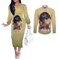 Personalized I Am God's Masterpiece Couples Matching Off The Shoulder Long Sleeve Dress and Long Sleeve Button Shirt African Women DT02