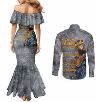 Black Man Africa Couples Matching Mermaid Dress and Long Sleeve Button Shirt Naturally King