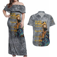 Black Man Africa Couples Matching Off Shoulder Maxi Dress and Hawaiian Shirt Naturally King - Wonder Print Shop