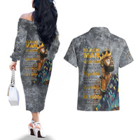 Black Man Africa Couples Matching Off The Shoulder Long Sleeve Dress and Hawaiian Shirt Naturally King - Wonder Print Shop