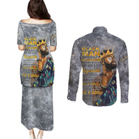 Black Man Africa Couples Matching Puletasi and Long Sleeve Button Shirt Naturally King - Wonder Print Shop