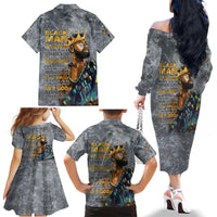 Black Man Africa Family Matching Off Shoulder Long Sleeve Dress and Hawaiian Shirt Naturally King - Wonder Print Shop