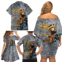 Black Man Africa Family Matching Off Shoulder Short Dress and Hawaiian Shirt Naturally King - Wonder Print Shop