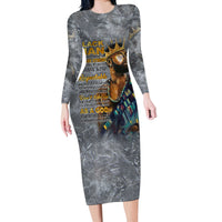 Black Man Africa Long Sleeve Bodycon Dress Naturally King - Wonder Print Shop