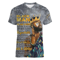 Black Man Africa Women V Neck T Shirt Naturally King - Wonder Print Shop