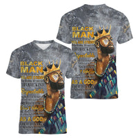 Black Man Africa Women V Neck T Shirt Naturally King - Wonder Print Shop