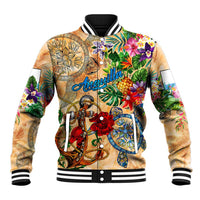 Anguilla Baseball Jacket Geographic Coordinate Anchor - Turlte Tropical