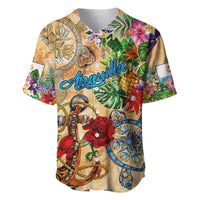 Anguilla Baseball Jersey Geographic Coordinate Anchor - Turlte Tropical