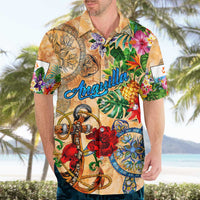 Anguilla Hawaiian Shirt Geographic Coordinate Anchor - Turlte Tropical