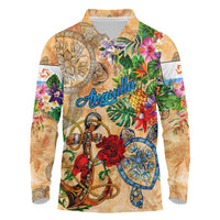 Anguilla Long Sleeve Polo Shirt Geographic Coordinate Anchor - Turlte Tropical