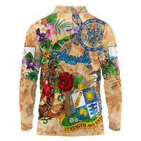 Anguilla Long Sleeve Polo Shirt Geographic Coordinate Anchor - Turlte Tropical