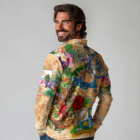 Anguilla Long Sleeve Polo Shirt Geographic Coordinate Anchor - Turlte Tropical