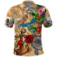 Anguilla Polo Shirt Geographic Coordinate Anchor - Turlte Tropical