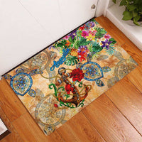 Anguilla Rubber Doormat Geographic Coordinate Anchor - Turlte Tropical