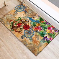 Anguilla Rubber Doormat Geographic Coordinate Anchor - Turlte Tropical