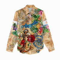 Anguilla Women Casual Shirt Geographic Coordinate Anchor - Turlte Tropical