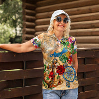 Anguilla Women Polo Shirt Geographic Coordinate Anchor - Turlte Tropical