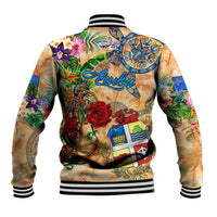 Aruba Baseball Jacket Geographic Coordinate Anchor - Turlte Tropical