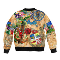 Aruba Bomber Jacket Geographic Coordinate Anchor - Turlte Tropical