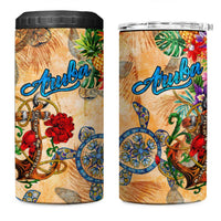 Aruba 4 in 1 Can Cooler Tumbler Geographic Coordinate Anchor - Turlte Tropical