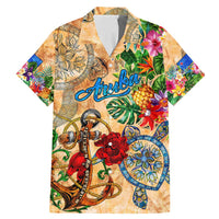 Aruba Family Matching Mermaid Dress and Hawaiian Shirt Geographic Coordinate Anchor - Turlte Tropical