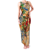 Aruba Family Matching Tank Maxi Dress and Hawaiian Shirt Geographic Coordinate Anchor - Turlte Tropical