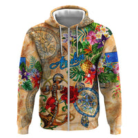 Aruba Hoodie Geographic Coordinate Anchor - Turlte Tropical