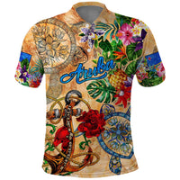 Aruba Polo Shirt Geographic Coordinate Anchor - Turlte Tropical