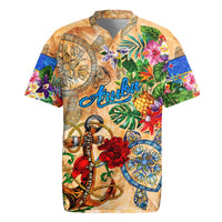 Aruba Rugby Jersey Geographic Coordinate Anchor - Turlte Tropical