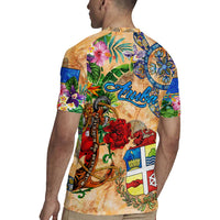 Aruba Rugby Jersey Geographic Coordinate Anchor - Turlte Tropical