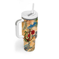 Aruba Tumbler With Handle Geographic Coordinate Anchor - Turlte Tropical