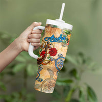 Aruba Tumbler With Handle Geographic Coordinate Anchor - Turlte Tropical