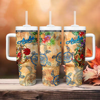 Aruba Tumbler With Handle Geographic Coordinate Anchor - Turlte Tropical