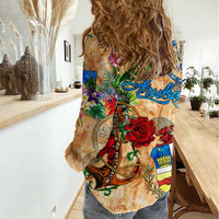 Aruba Women Casual Shirt Geographic Coordinate Anchor - Turlte Tropical