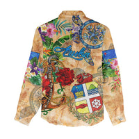 Aruba Women Casual Shirt Geographic Coordinate Anchor - Turlte Tropical