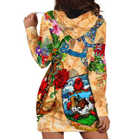 Bermuda Hoodie Dress Geographic Coordinate Anchor - Turlte Tropical